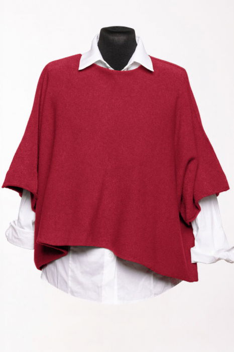 Shopika - Pulover Elegant cu Maneca Fluture Bordo