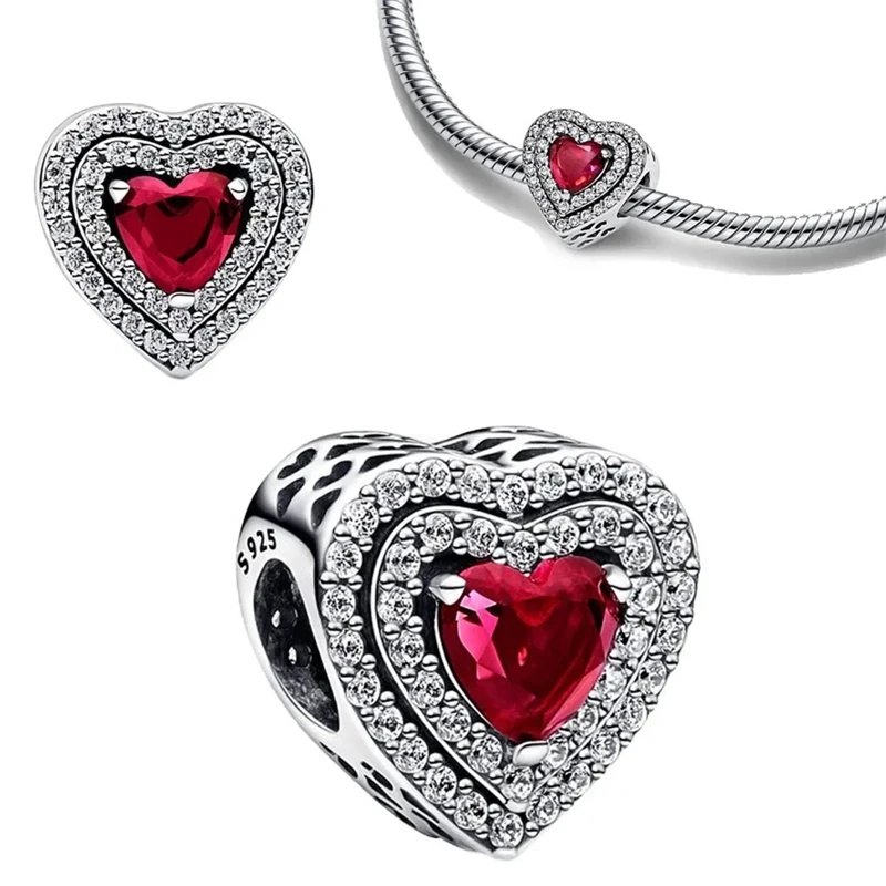 Charm Argint 925 Inima Rosie cu Zirconiu Amanda JW1174 - imagine 2