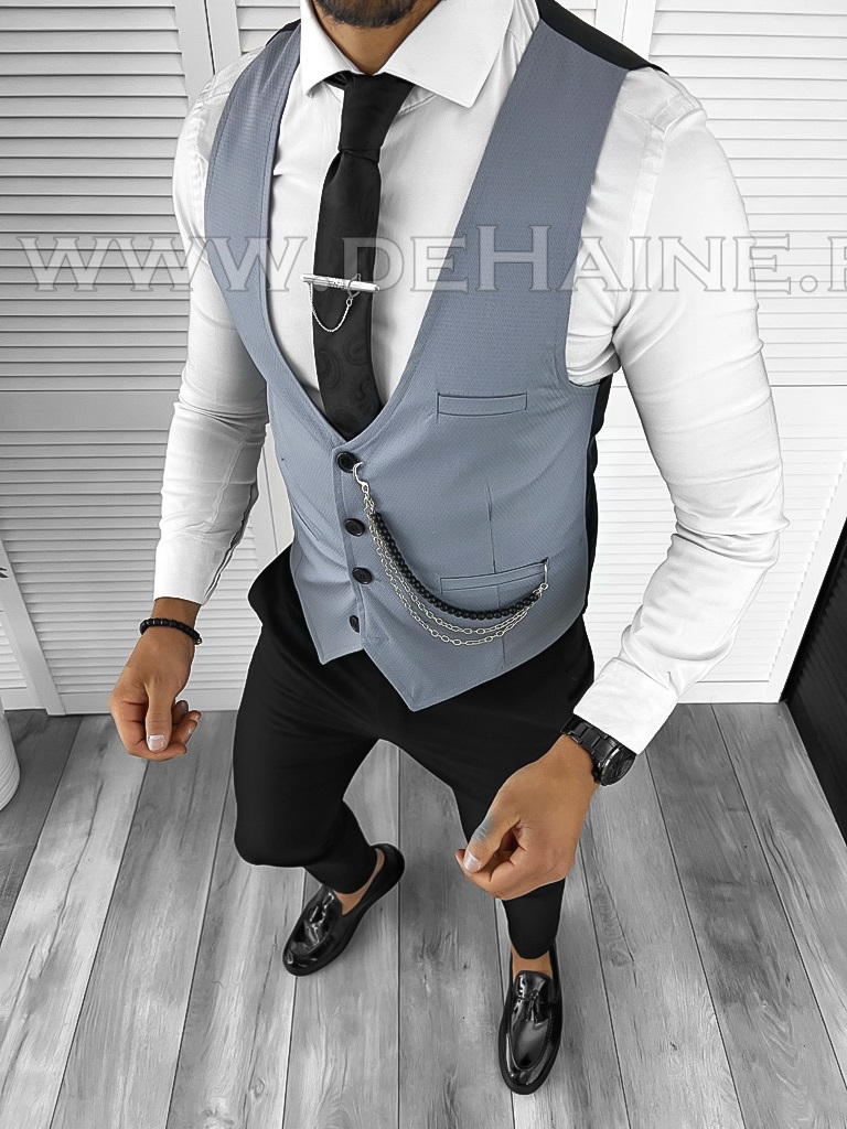 Vesta Barbati Slim Fit Bleu Eleganta