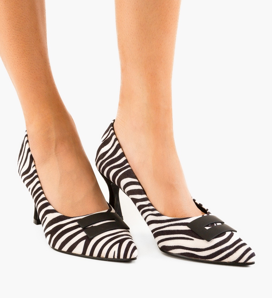 Pantofi Dama Jaxy Print cu Toc Elegant - imagine 3