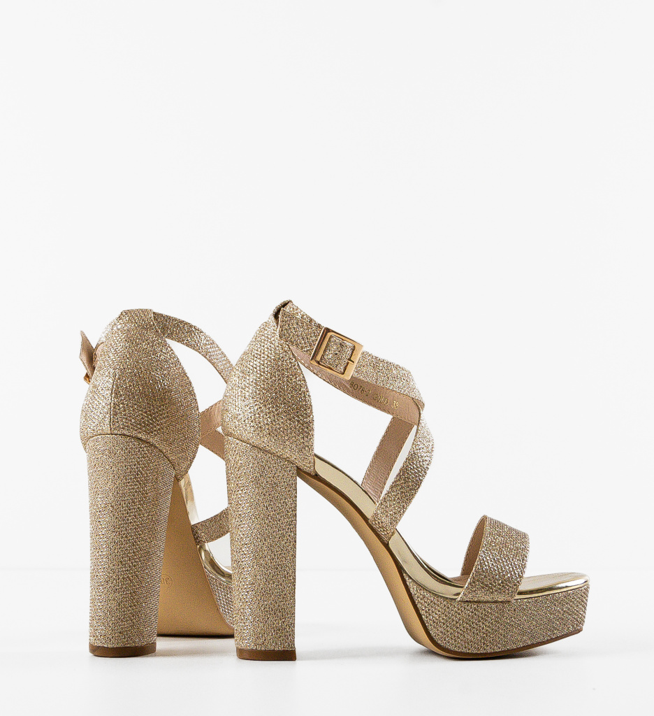 Sandale cu Toc Giusi Aurii | Stil si Eleganta - imagine 6