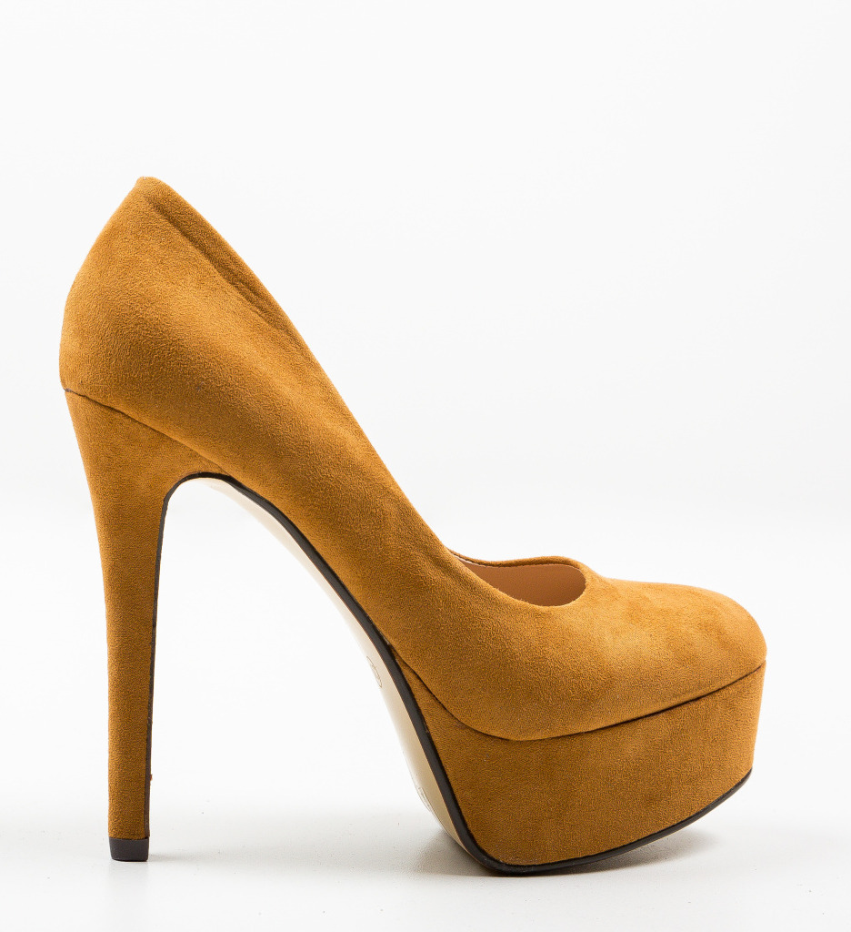 Pantofi Pitt Camel Eleganți cu Toc - imagine 5