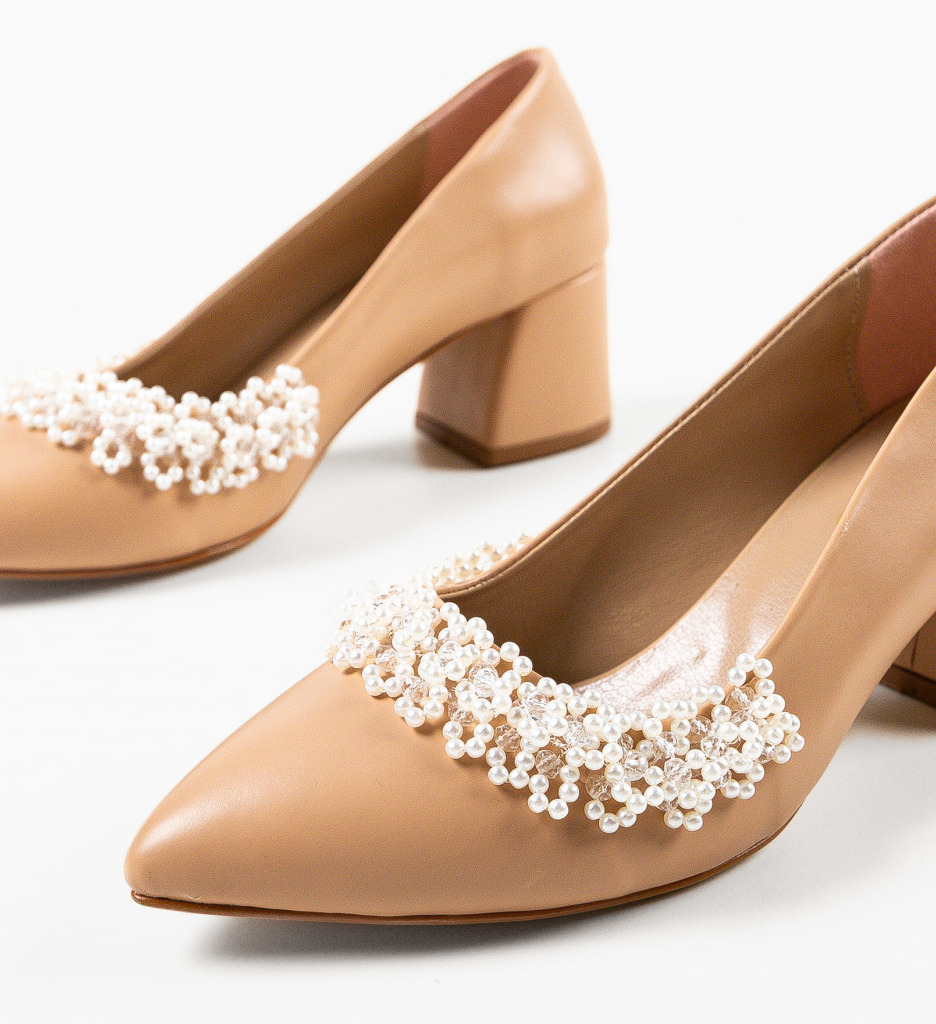 Pantofi Perly Bej | Toc Elegant pentru Orice Ocazie - imagine 8