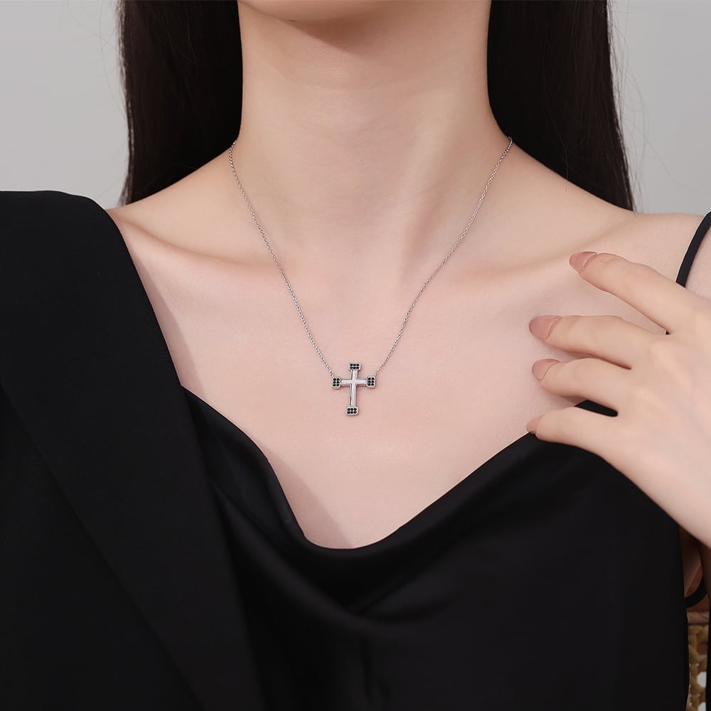 Lantisor Cruce Argint 925 Delis | Placat Rodiu - imagine 2