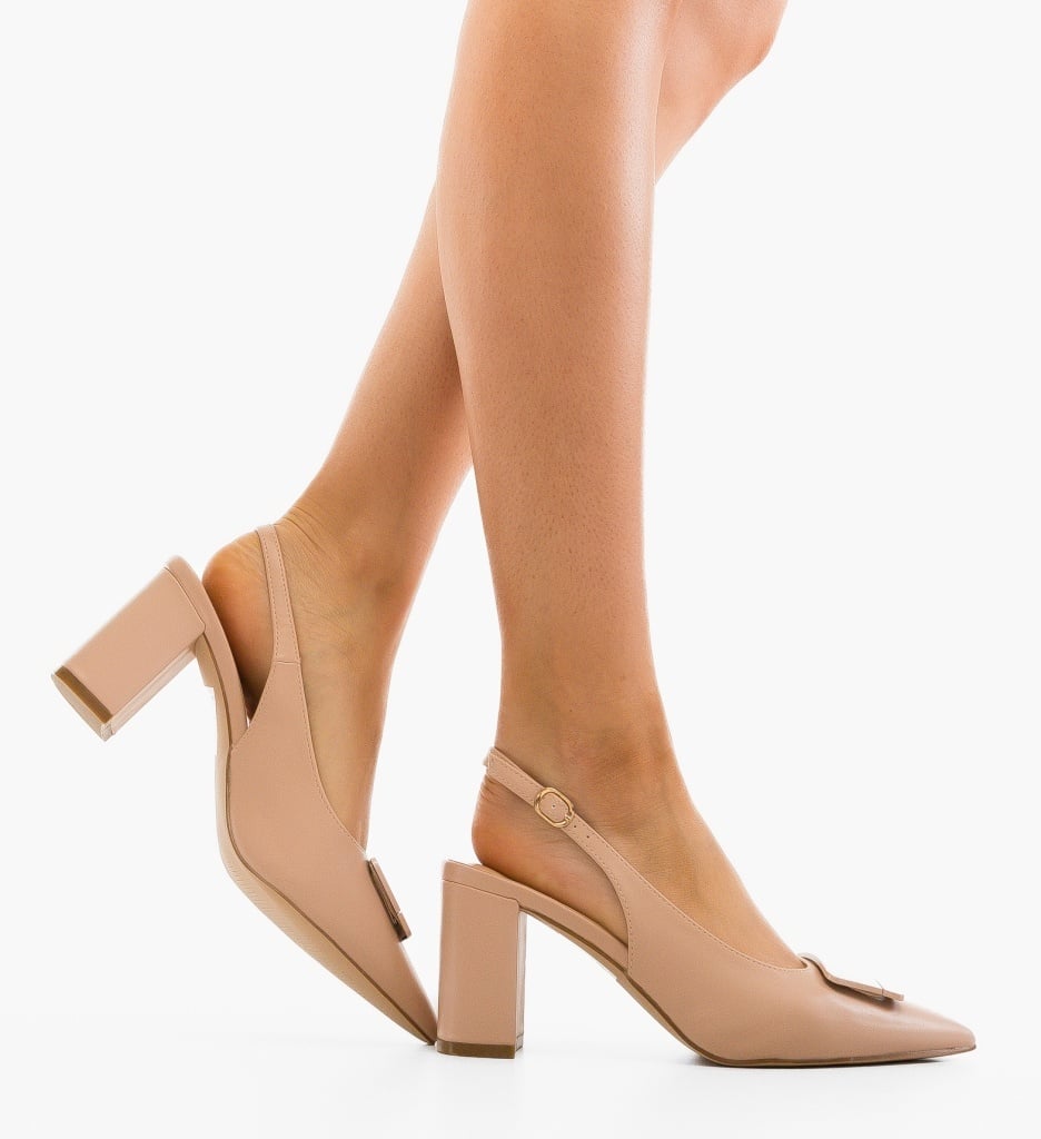 Pantofi Dama Olyva Nude cu Toc Eleganți