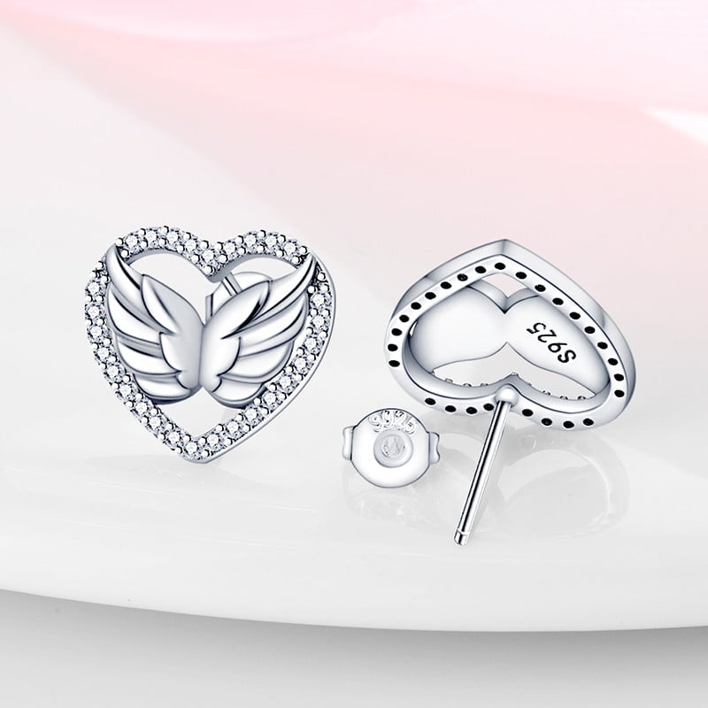 Cercei Inima Argint 925 Delis | Design Romantic, Rodiu - imagine 4