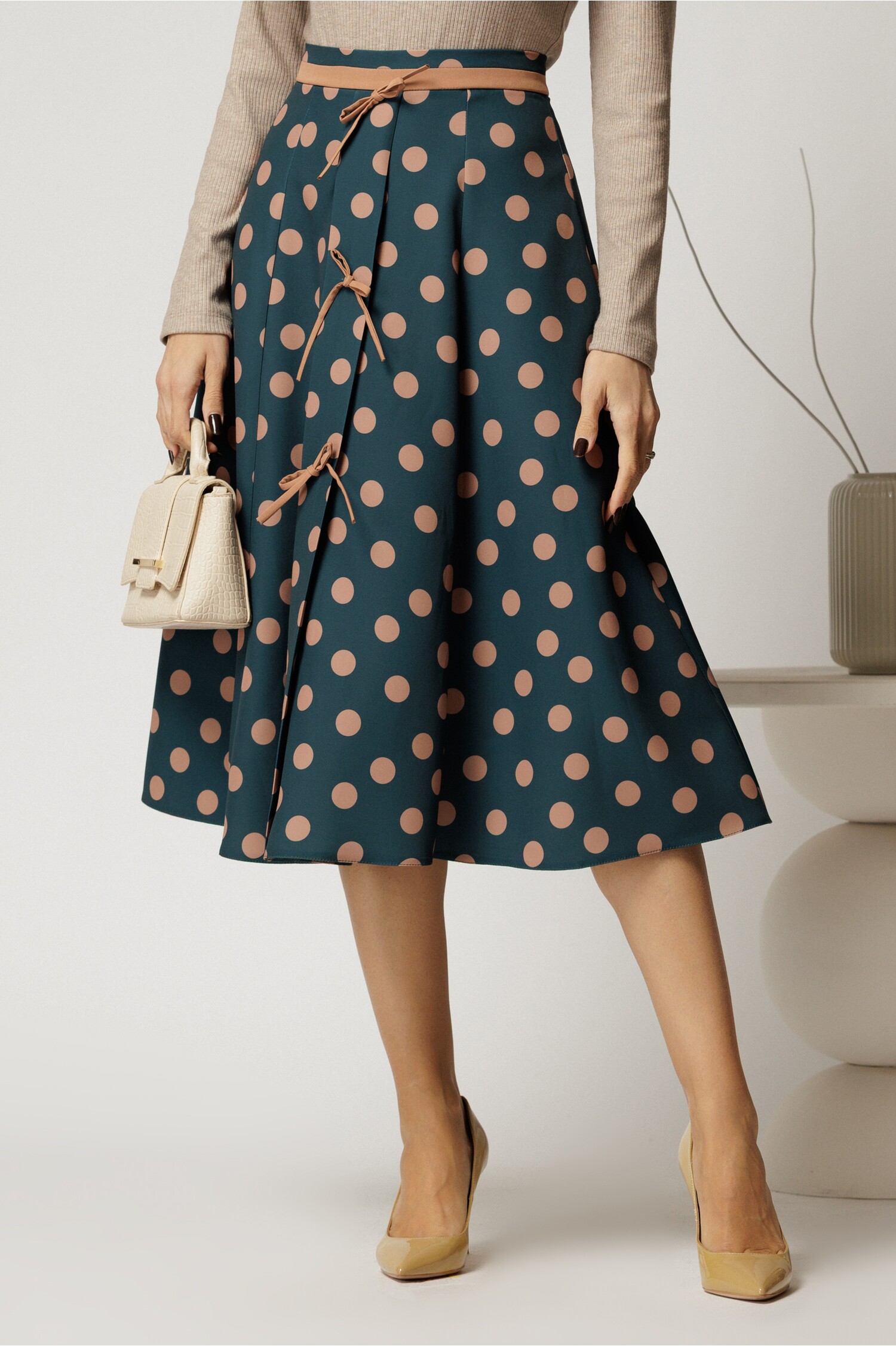 Fusta DY Fashion Turcoaz cu Buline | Eleganță