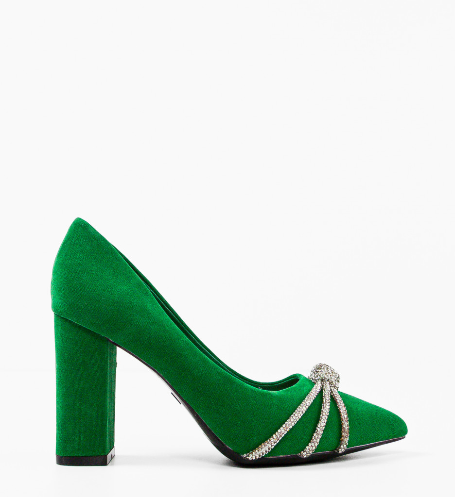Pantofi dama Baylor Verzi eleganți cu toc - imagine 5