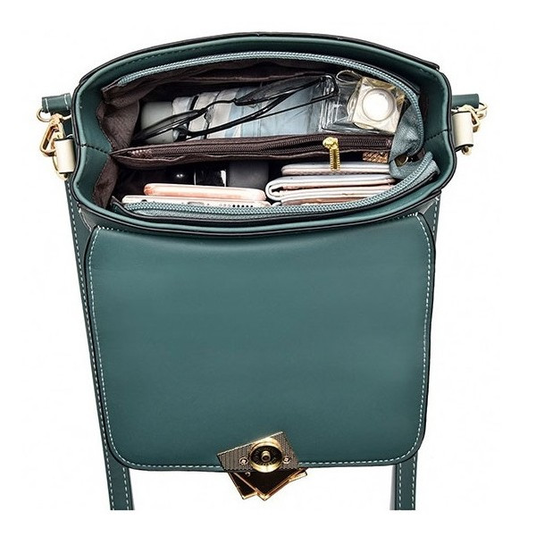 Geanta dama Asha GT1087 verde Himiri, cu bareta - imagine 6