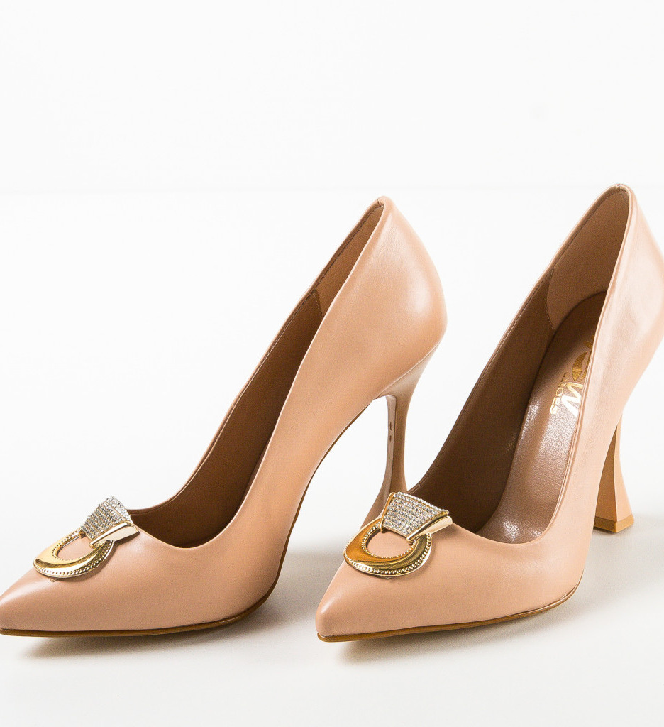 Pantofi dama Provok Nude cu toc - imagine 6