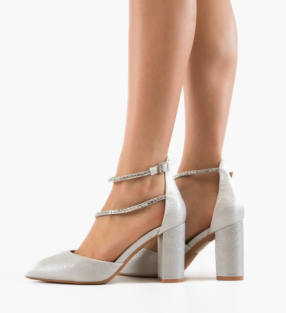 Pantofi cu Toc Kudia Argintii Eleganți - imagine 2
