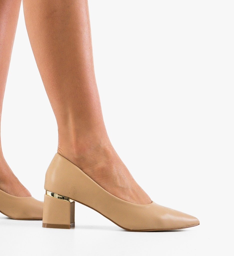 Pantofi Helen Bej cu Toc Eleganti - imagine 7