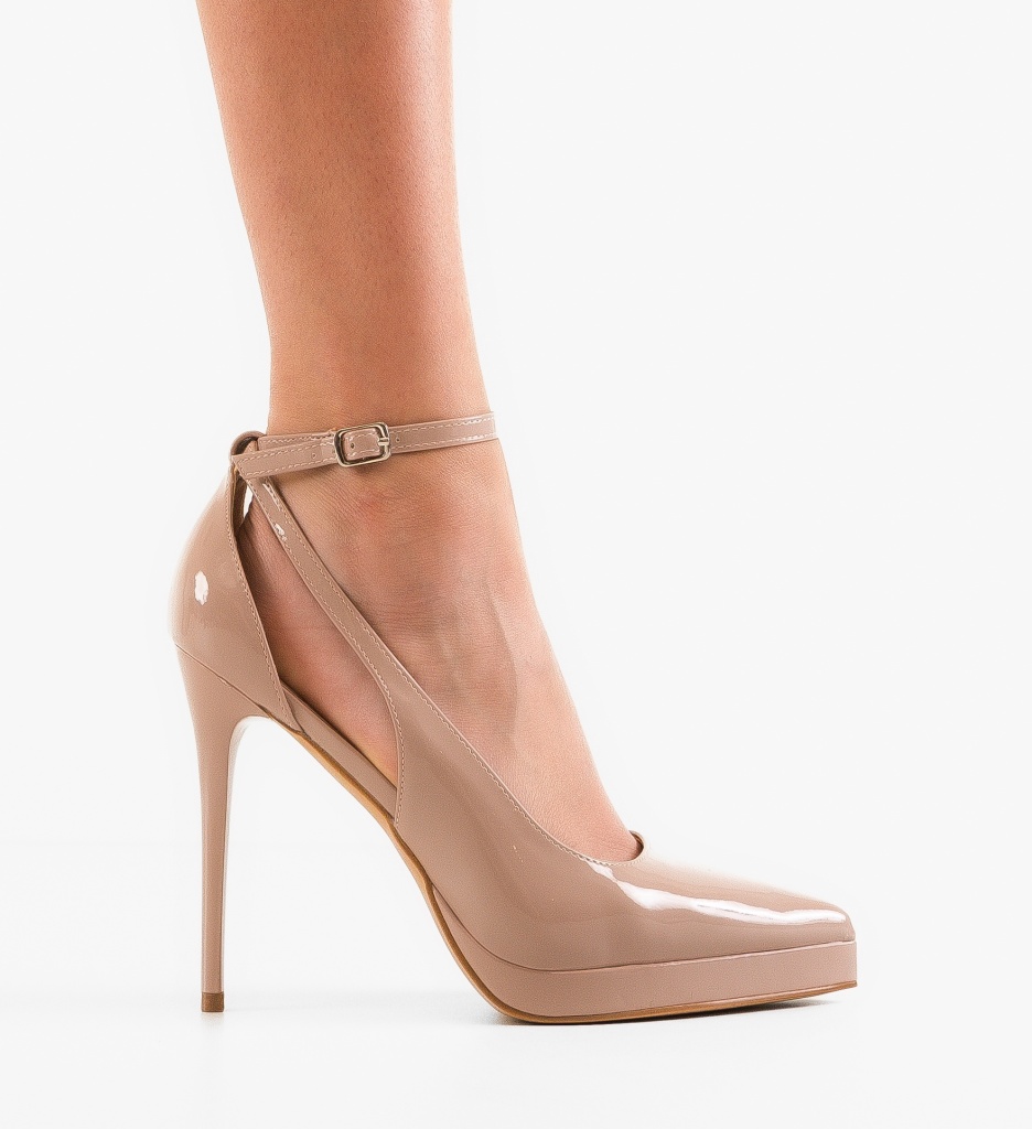 Pantofi dama Mullen Nude cu toc elegant - imagine 6