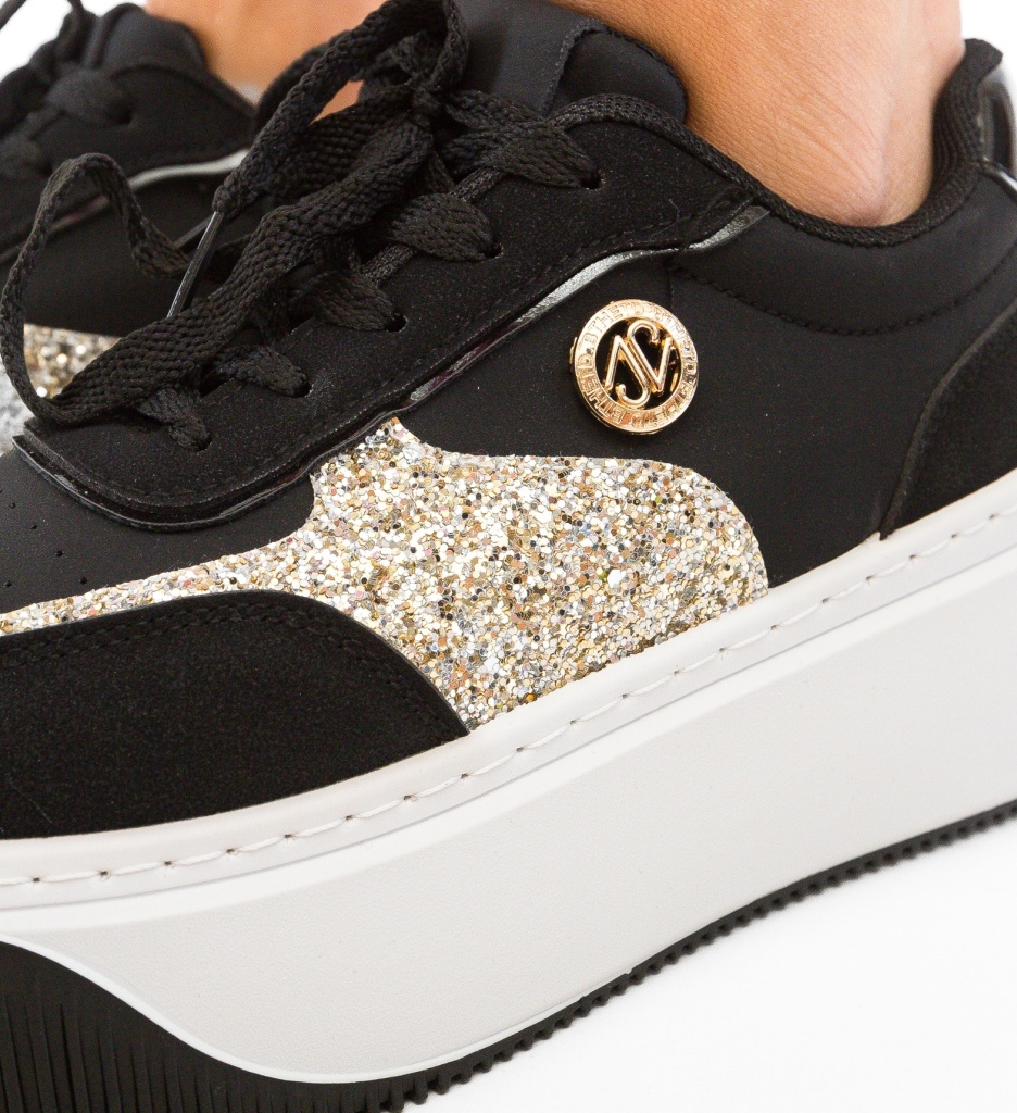 Sneakers Dama Plouta Negri - Confort si Stil - imagine 2