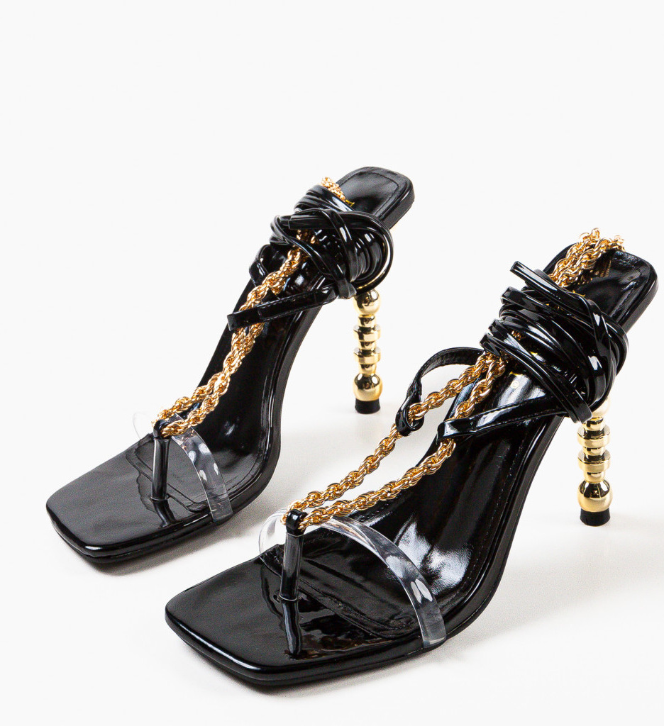 Sandale Toc Laila Negre | Eleganță Maximă - imagine 5