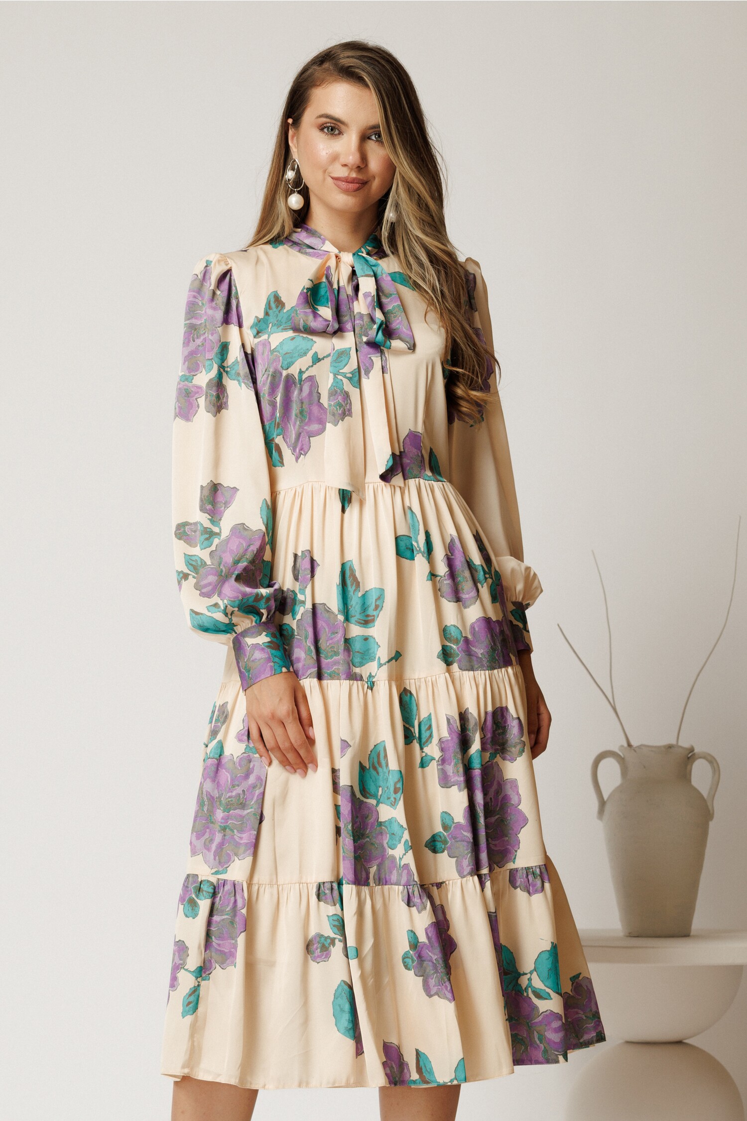 Rochie Midi Ivory Cununie Civilă Elegantă
