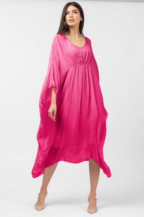 Rochie Fucsia Matase Shopika | Eleganță și Confort