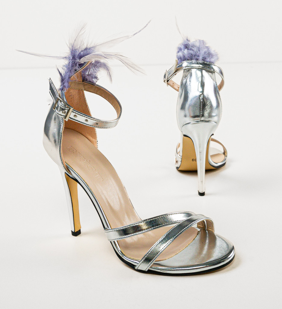 Sandale Dama Lahev Argintii cu Toc Elegante - imagine 8