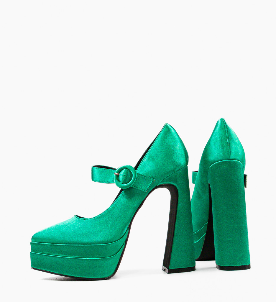Pantofi Dama Fobol Verzi cu Toc Eleganți - imagine 3