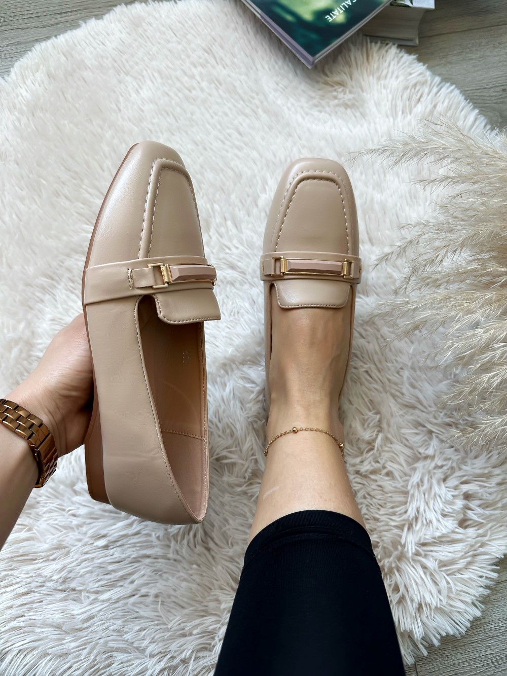 Mocasini Dama Bej cu Talpa EVA - Confort Zi de Zi