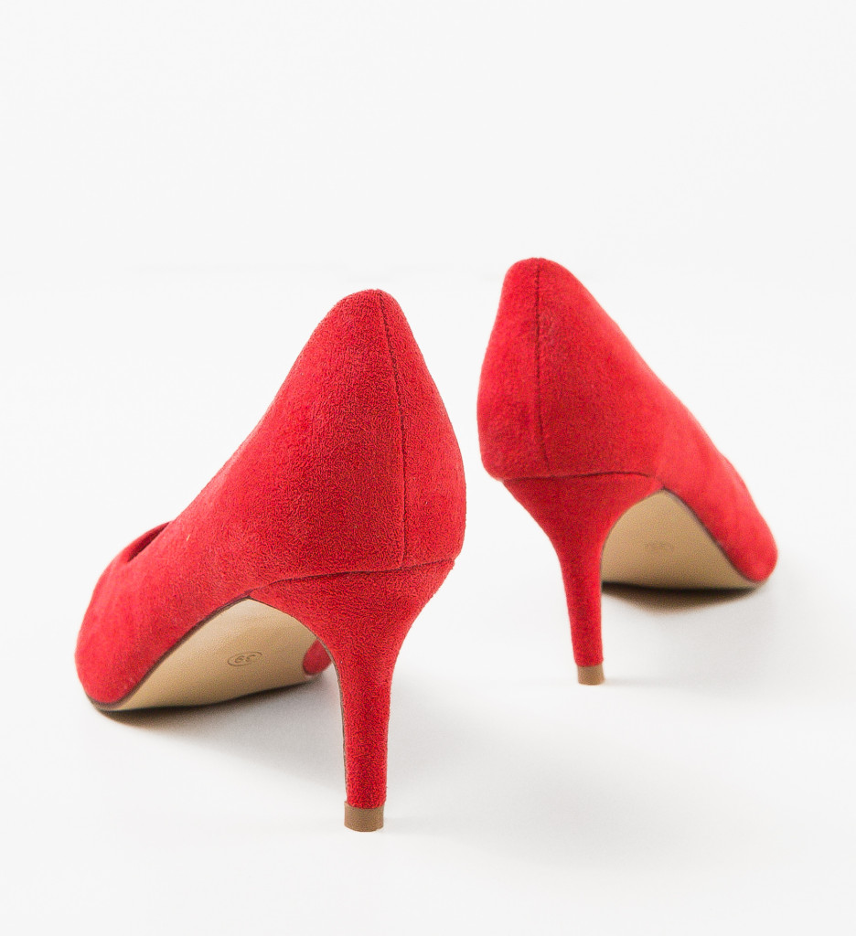 Pantofi Dama Rosii cu Toc Eleganți - imagine 3