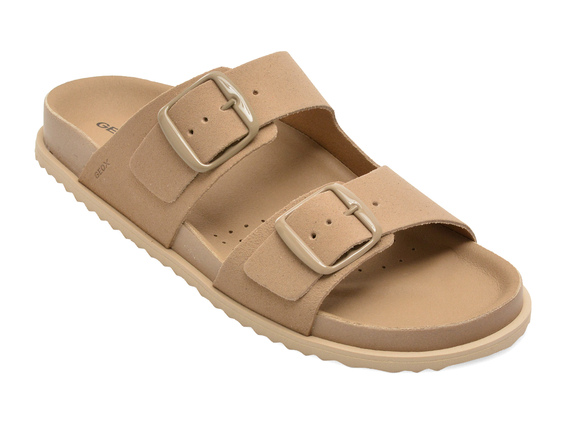 Papuci Geox D558RA gri din piele intoarsa