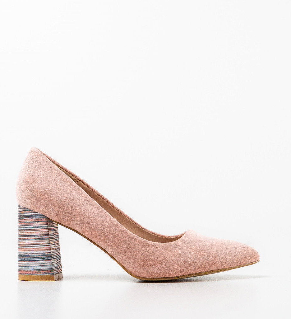 Pantofi Ferne Roz cu Toc Eleganți - imagine 4