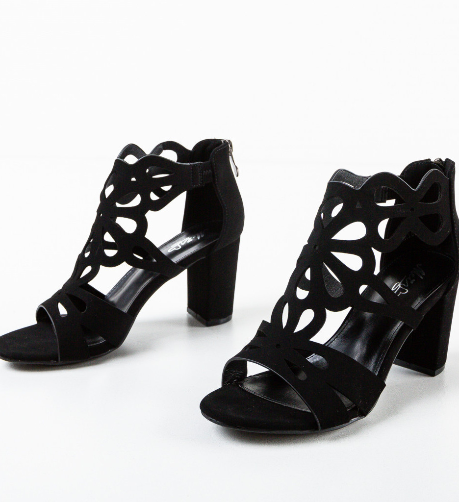 Sandale Dama Minos Negre cu Toc Elegante - imagine 5