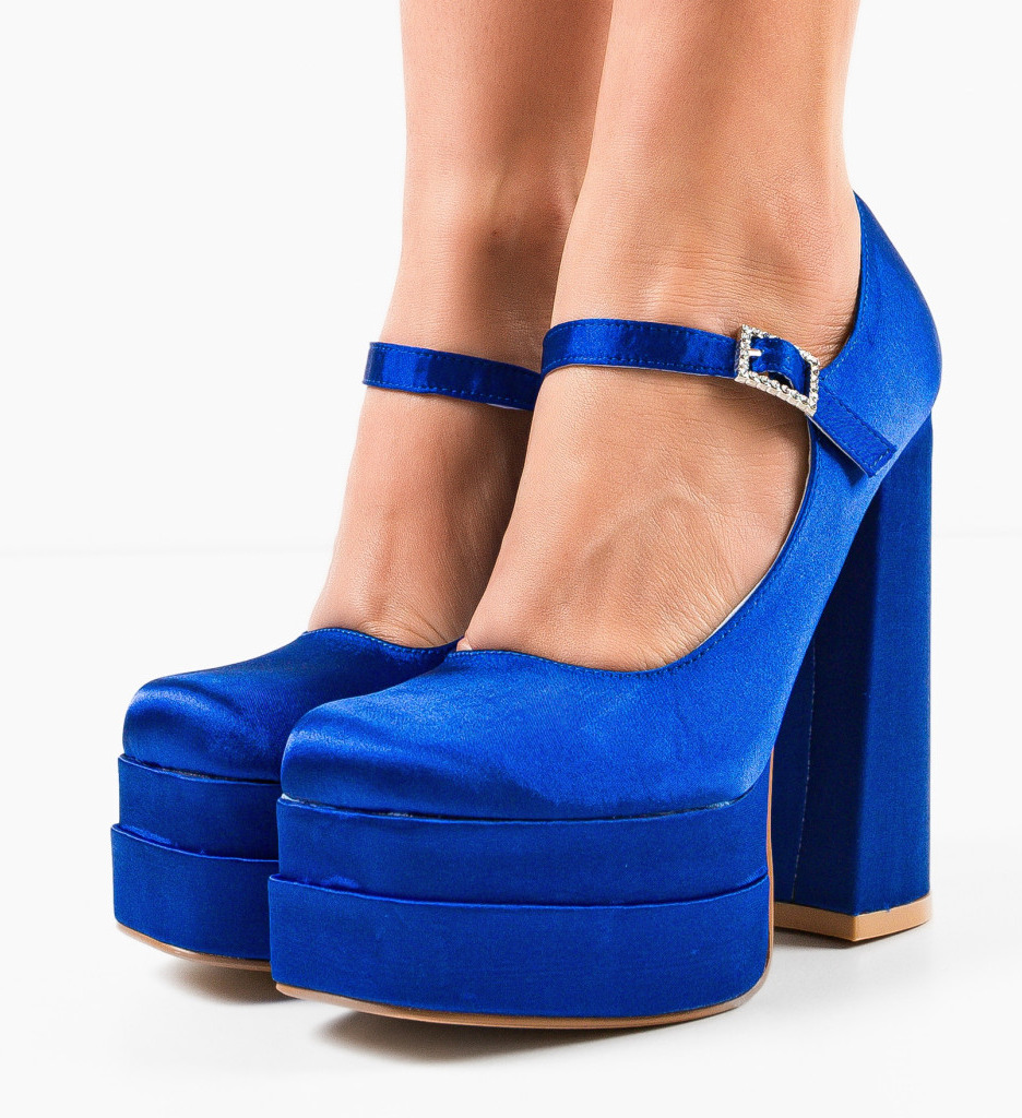 Pantofi Dama Appro Albastri cu Toc Eleganți - imagine 5