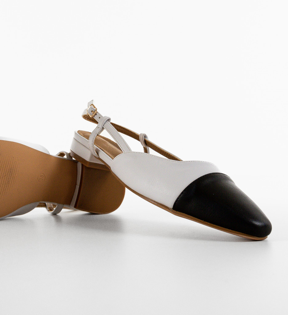 Pantofi Perethom Albi Eleganți cu Toc - imagine 5