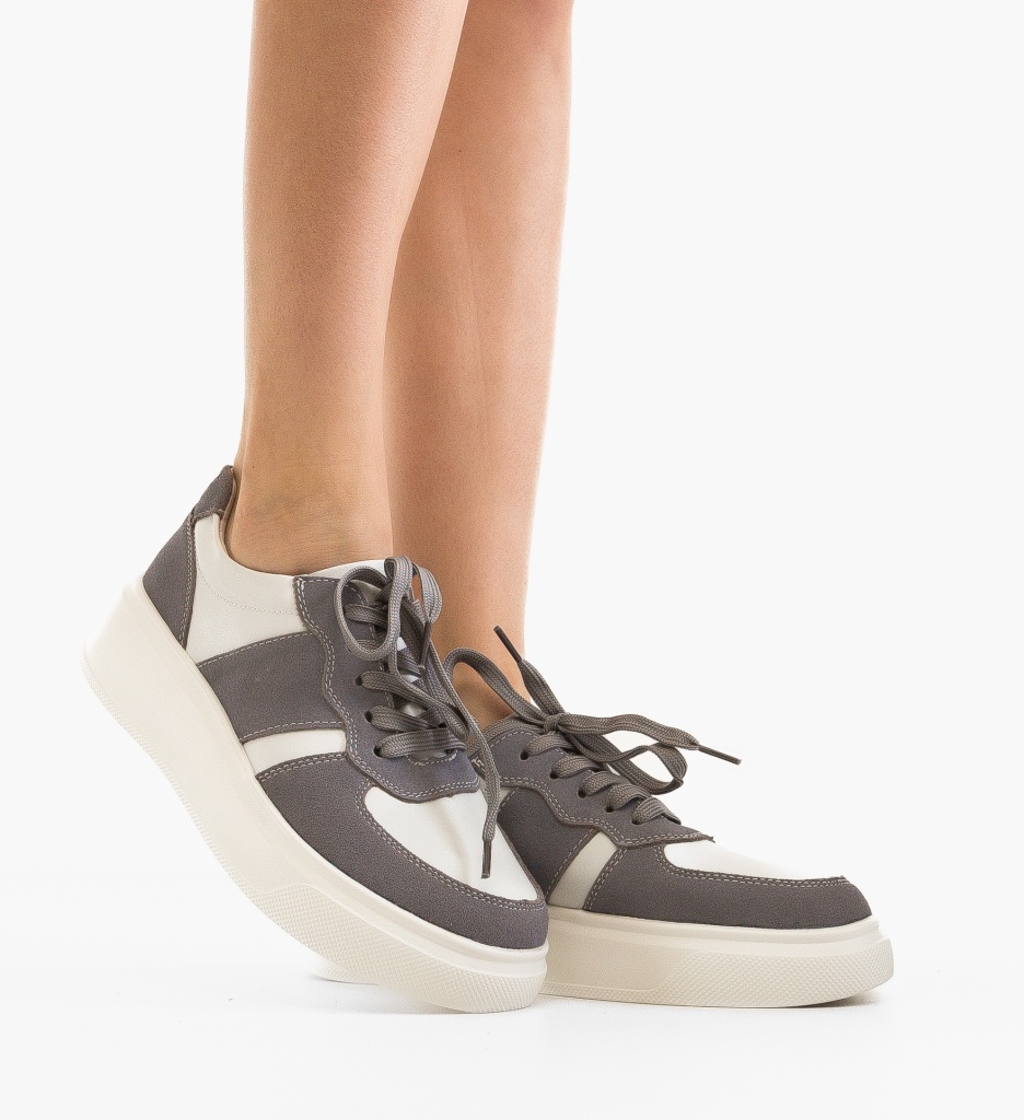 Sneakers Miriam Gri din Piele | Confort & Stil