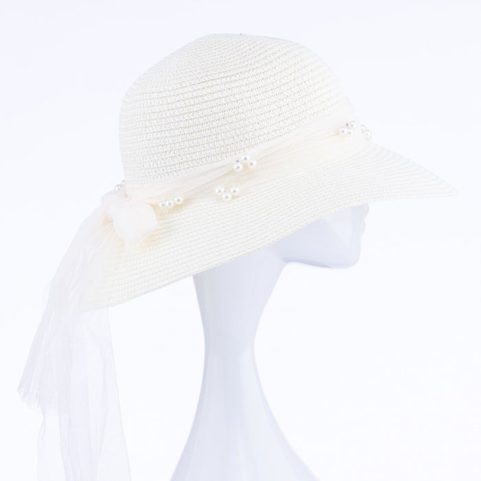 Palarie paie Shopika cu perle | Eleganță garantată
