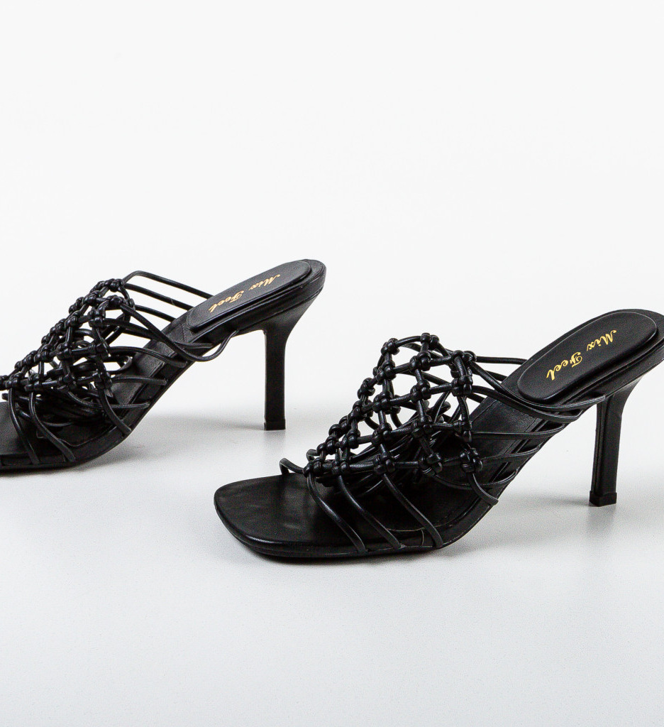 Sandale Griffin Negre Elegante cu Toc - imagine 6