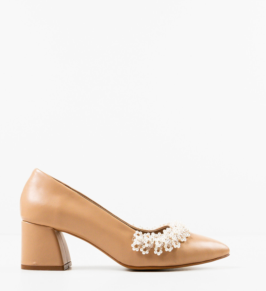 Pantofi Perly Bej | Toc Elegant pentru Orice Ocazie - imagine 5
