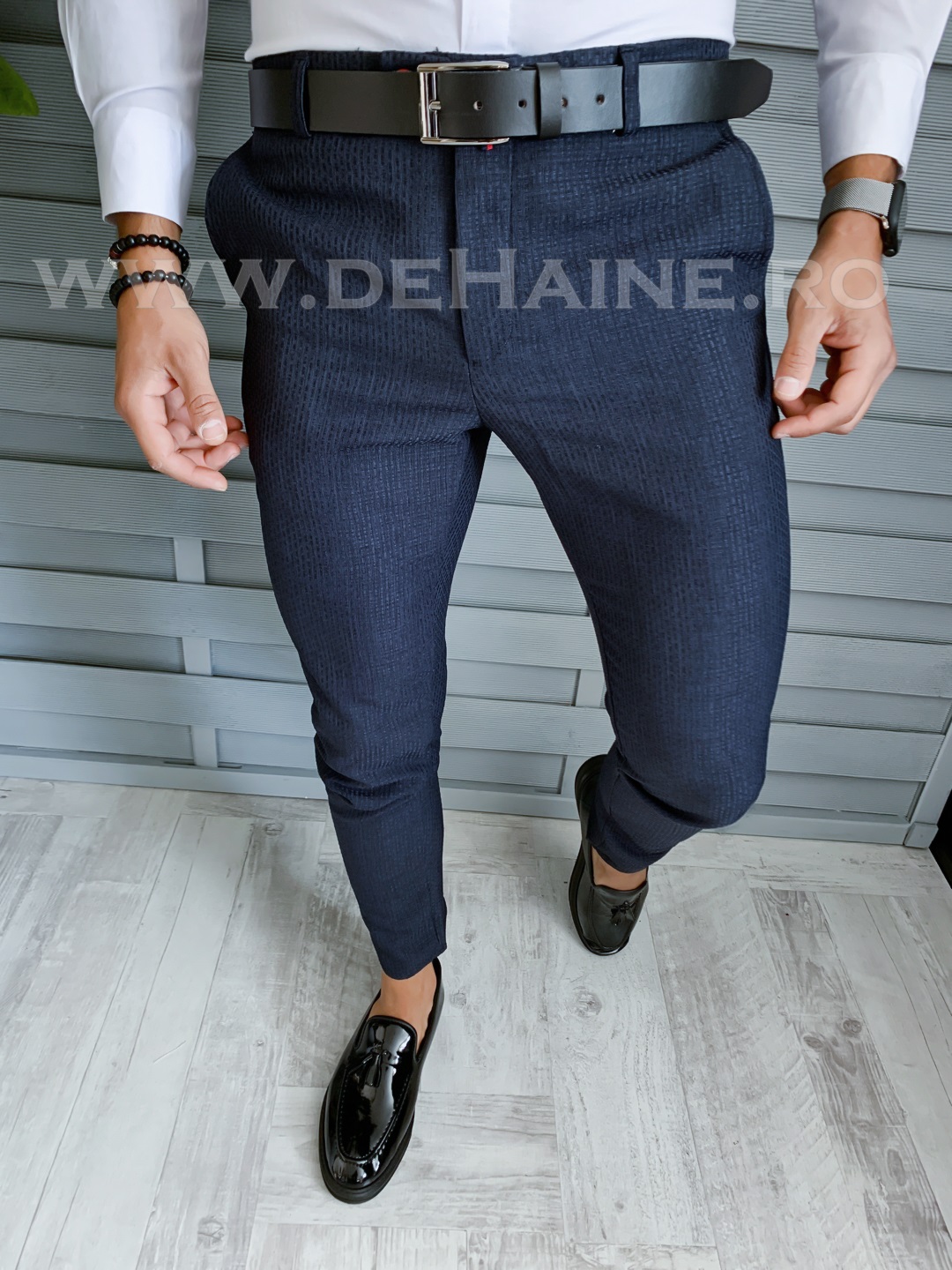 Pantaloni Barbati Eleganti Bleumarin Conici
