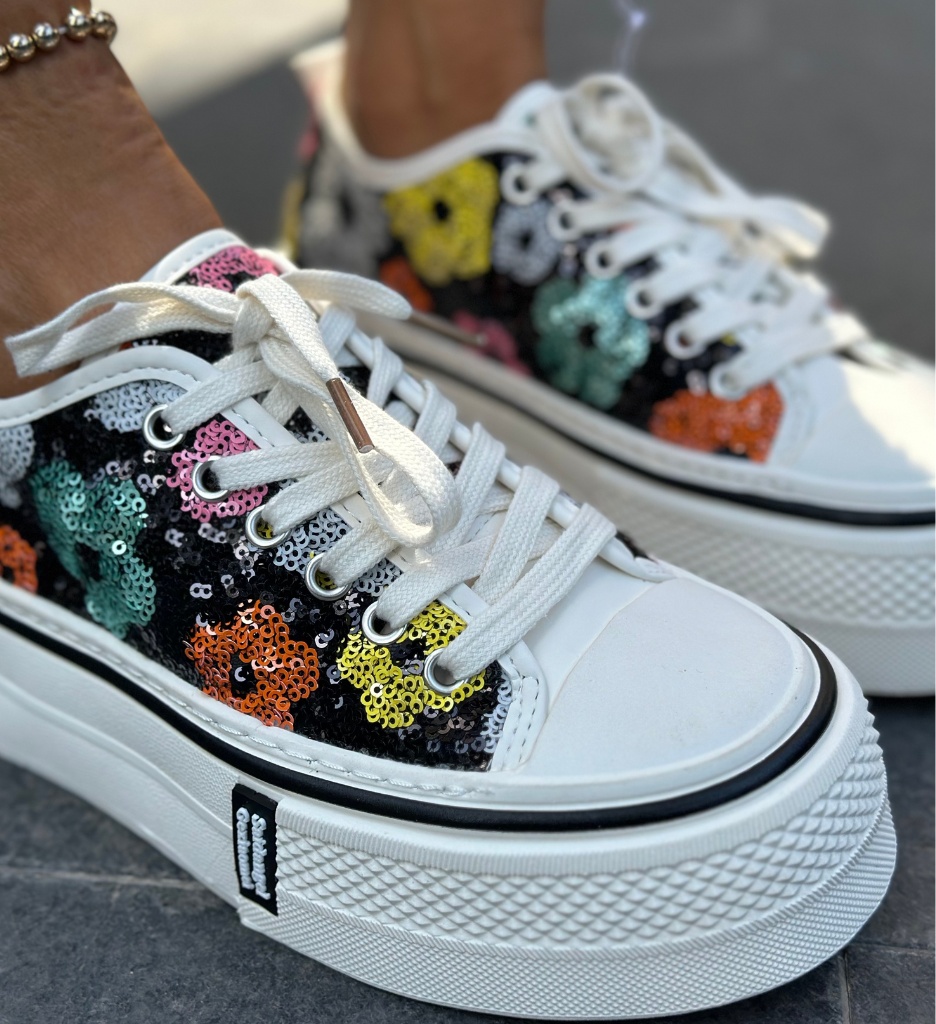 Sneakers Dama Paieta Negri | Stil Sport Eleganta - imagine 8