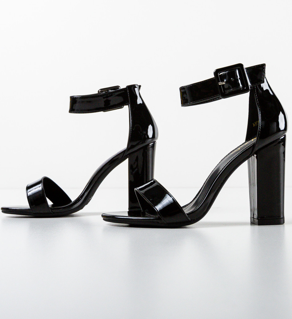 Sandale Dama Negre cu Toc Elegant - imagine 7