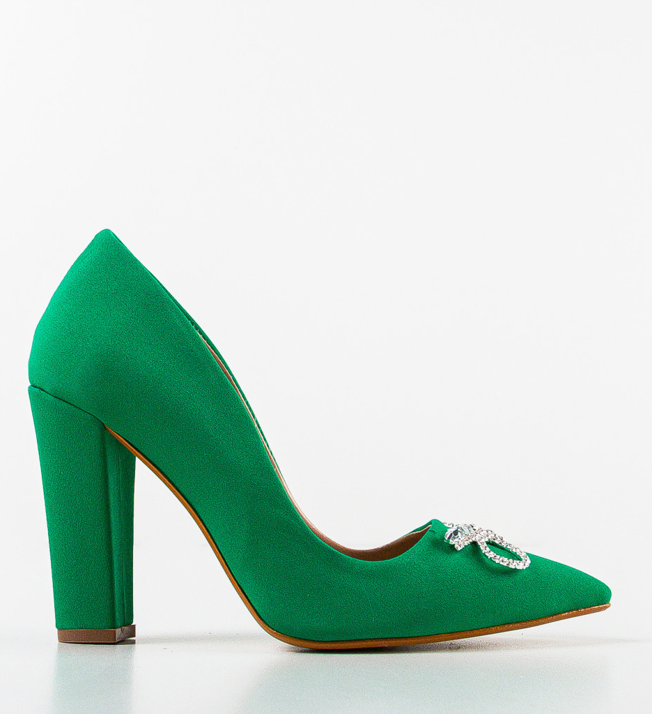 Pantofi dama Saxona Verzi cu Toc Elegant - imagine 4