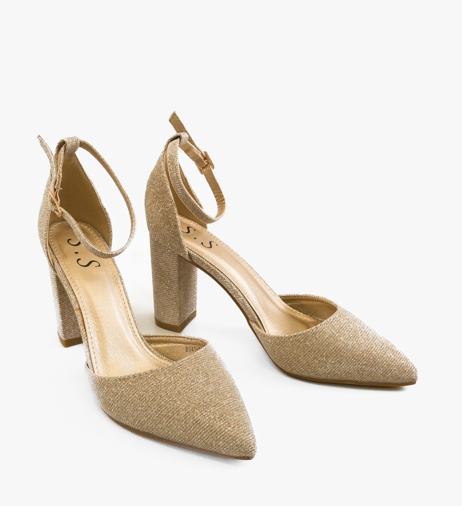 Pantofi dama cu toc Young Aurii Eleganți - imagine 2