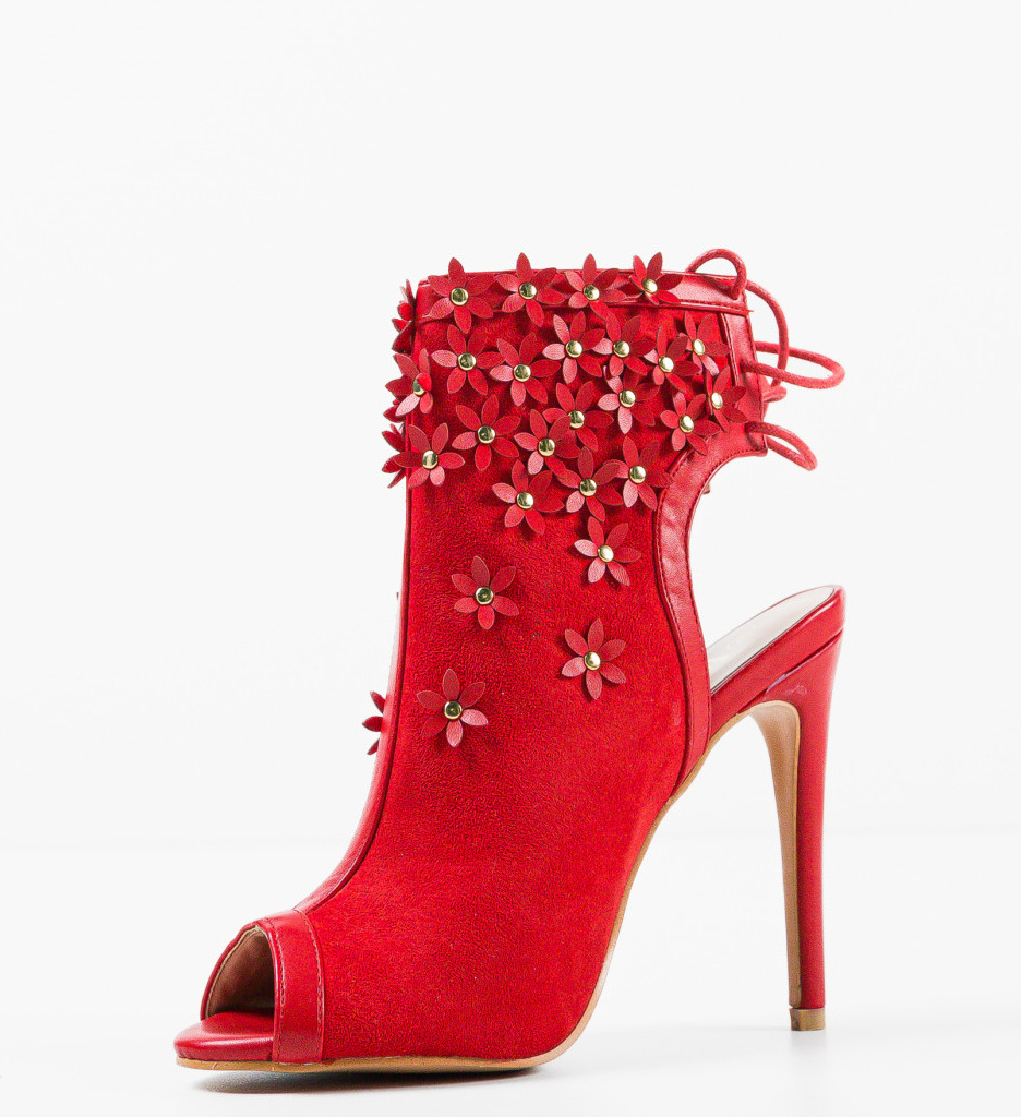 Botine Flowera Rosii - Eleganță și Stil - imagine 8