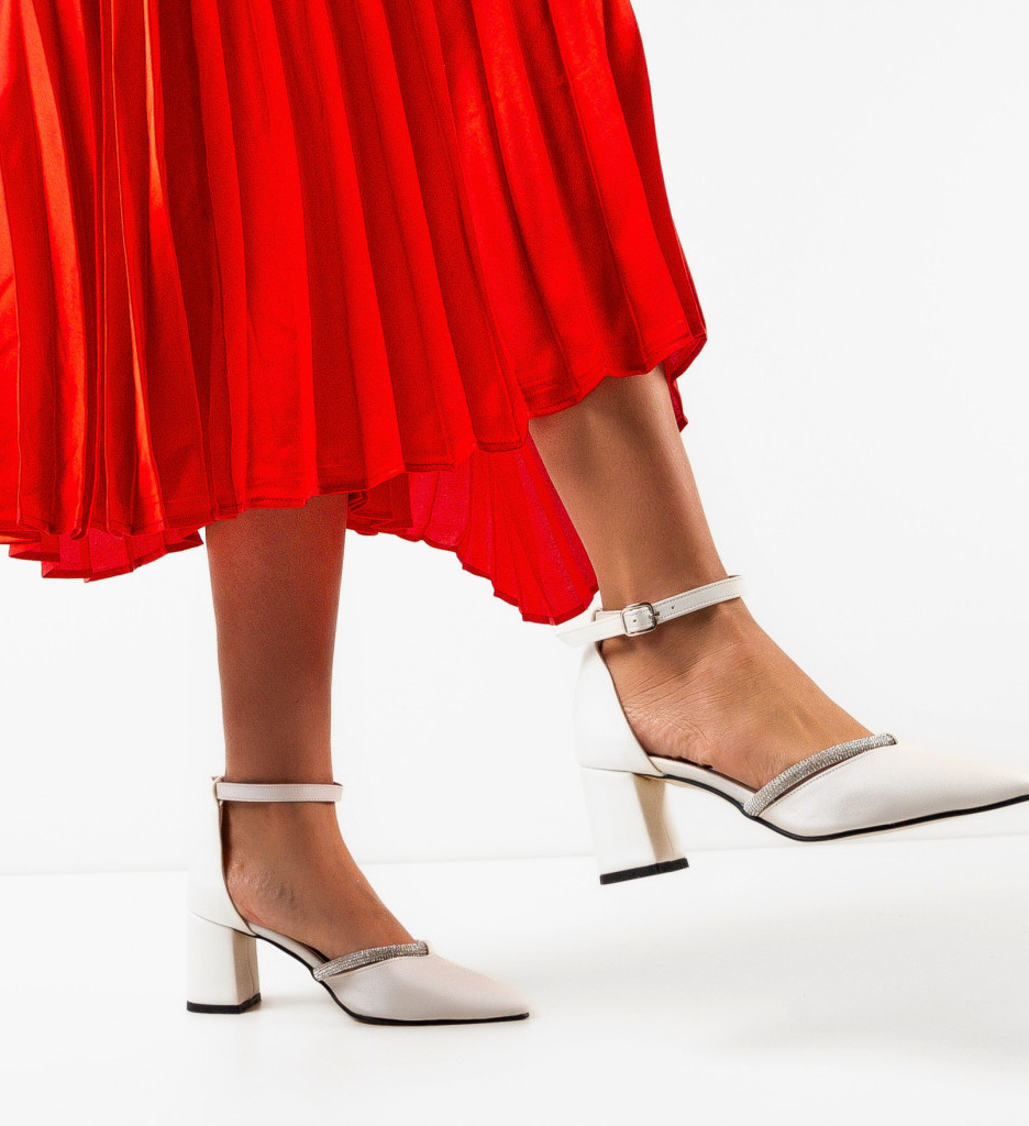 Pantofi Dama Filme Albi Eleganți - imagine 2