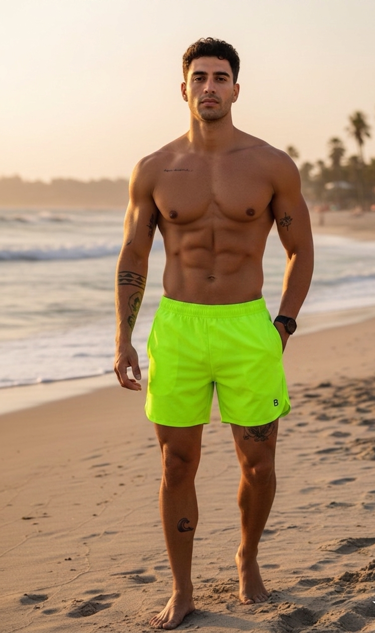 Sort de baie neon barbati | Stil casual - imagine 2