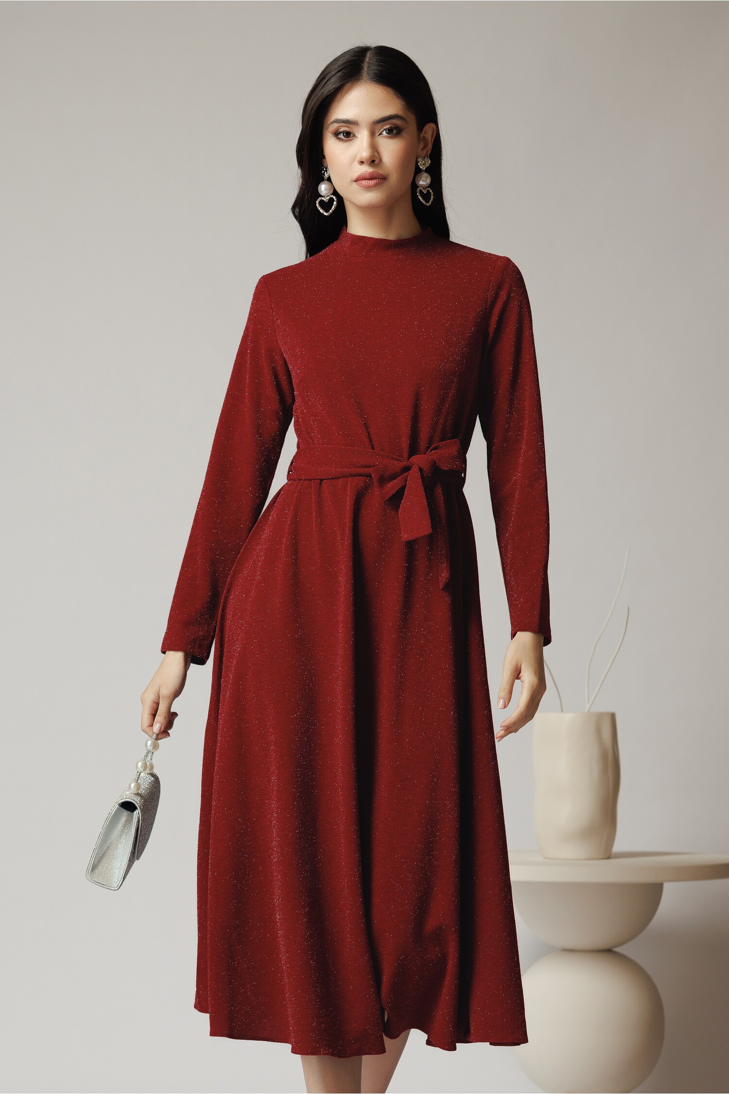 Rochie DY Fashion Eleganta Lurex Bordo