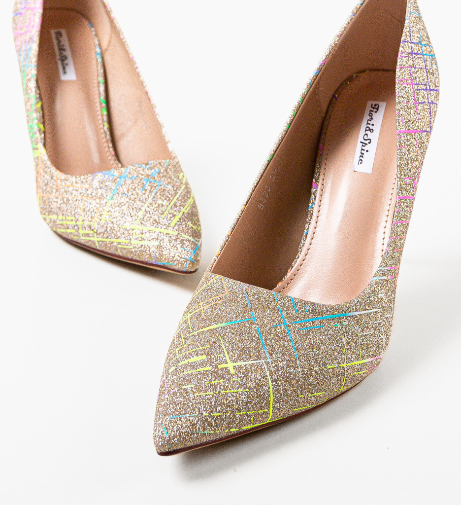 Pantofi cu toc Daisy Aurii - Eleganță și Stil - imagine 6