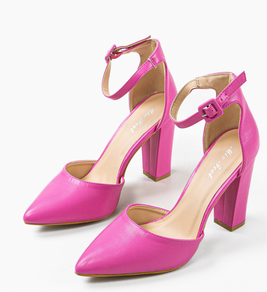 Pantofi Dama Carina Roz cu Toc Eleganți - imagine 5