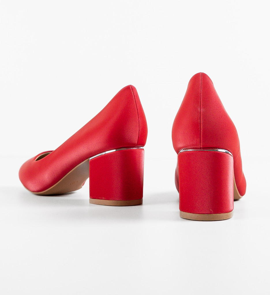 Pantofi dama Berry Rosii cu toc elegant - imagine 11