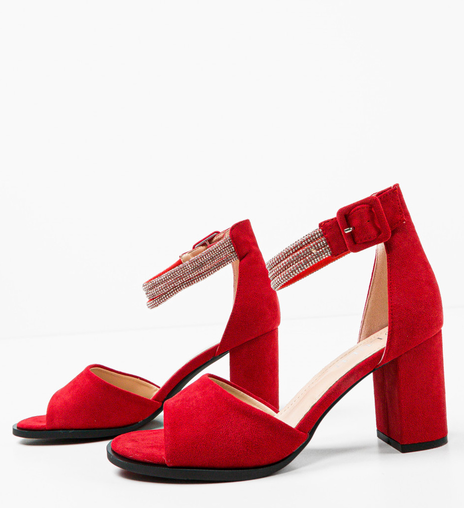 Sandale Dama Bosnian Rosii cu Toc Elegant - imagine 6