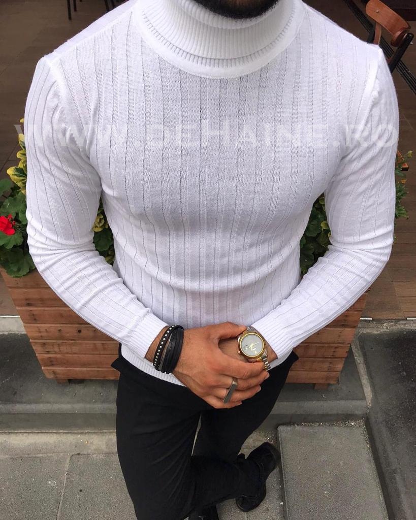 Helanca Albă Slim Fit Barbati - Ofertă Specială