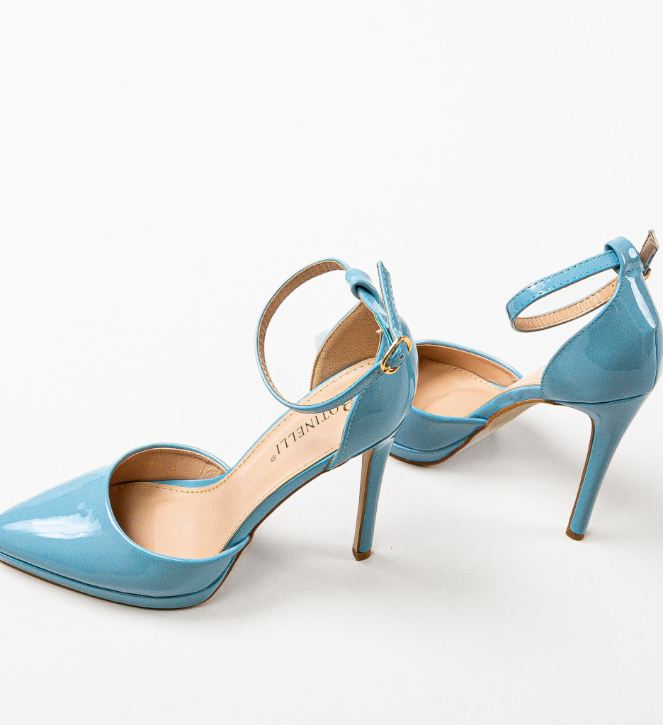 Pantofi Fernanda Albastri cu Toc Eleganti - imagine 5