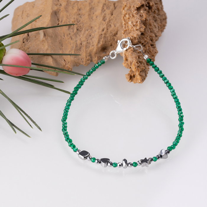 Brățară Elegantă Maia Colt | Argint & Zirconia Verde - imagine 2